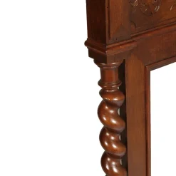 New Pamono Antique Italian Renaissance Hand Carved and Turned Walnut Fireplace or Console Mirror from Ballario