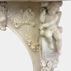 Hot Pamono Antique Italian Statuary Baroque Style Fireplace Mantel in White Marble, 1850