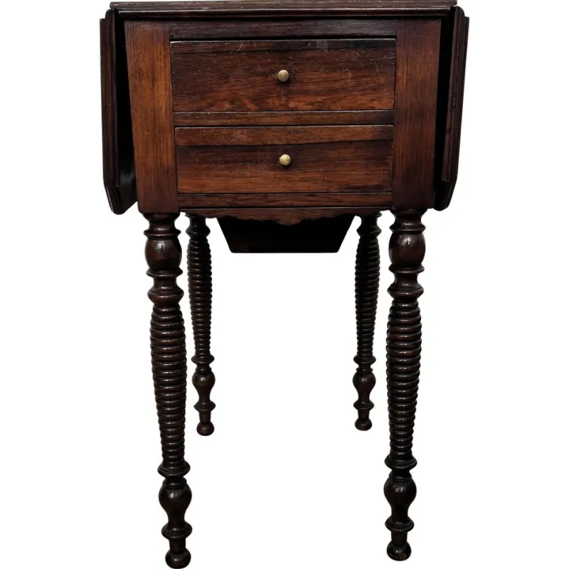 Pamono Antique Italian Walnut Drop Leaf Pembroke Console with Carved Turned Legs, 1890s> Console Tables