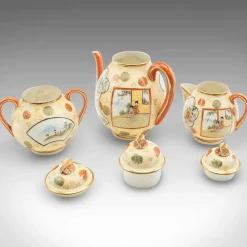 Pamono Antique Japanese Geisha Tea Set in Ceramic, 1920s, Set of 11><noscript><img width=