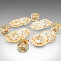 Pamono Antique Japanese Geisha Tea Set in Ceramic, 1920s, Set of 11><noscript><img width=