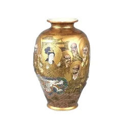 New Pamono Antique Japanese Satsuma Ware Vase, 1890s