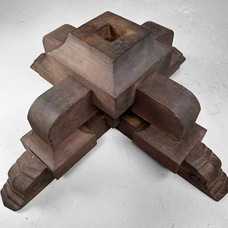 Pamono Antique Japanese Wooden Pedestal, 1890s> Pedestals And Columns