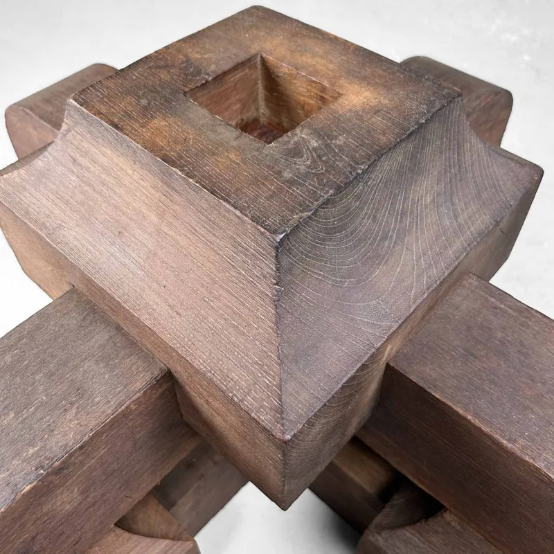Pamono Antique Japanese Wooden Pedestal, 1890s> Pedestals And Columns