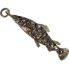 Pamono Antique 18k Rose Gold Silver Ruby Diamond Fish Charm Pendant, 1890s> Rings