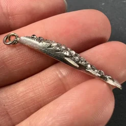 Pamono Antique 18k Rose Gold Silver Ruby Diamond Fish Charm Pendant, 1890s><noscript><img width=