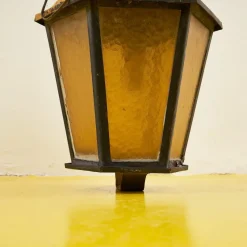 Pamono Antique Lantern in Iron and Amber Glass><noscript><img width=