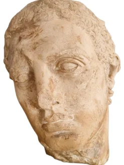 Pamono Antique Life-Size Stone Head, 1900><noscript><img width=