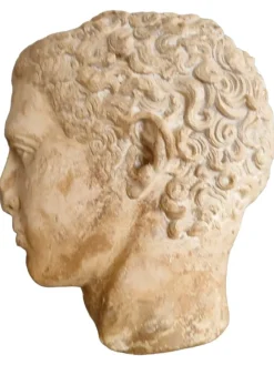 Pamono Antique Life-Size Stone Head, 1900><noscript><img width=