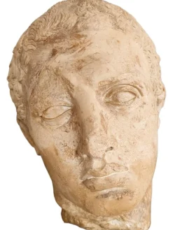 Pamono Antique Life-Size Stone Head, 1900><noscript><img width=