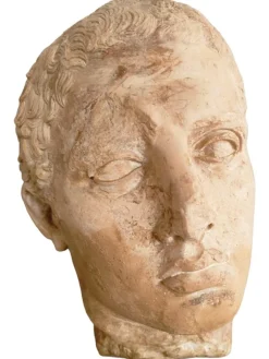 Pamono Antique Life-Size Stone Head, 1900><noscript><img width=