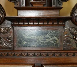 Pamono Antique Louis XIII Revival Walnut and Marble Cabinet, 1860><noscript><img width=