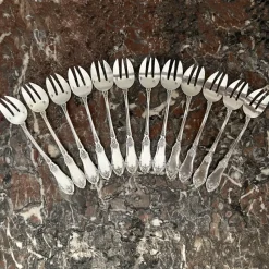 Online Pamono Antique Louis XV Style Oyster Forks in Silver, 1890s, Set of 12