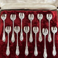 Online Pamono Antique Louis XV Style Oyster Forks in Silver, 1890s, Set of 12