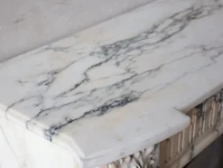Discount Pamono Antique Louis XVI French Arabescato Marble Fireplace with Cast Iron Interior