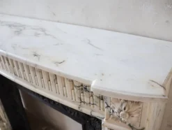 Discount Pamono Antique Louis XVI French Arabescato Marble Fireplace with Cast Iron Interior