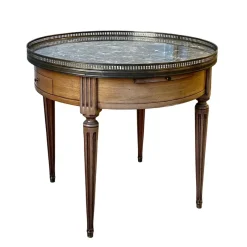 Best Pamono Antique Louis XVI Wooden Game Table with Brass and Marble Top, 1890s