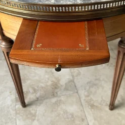 Best Pamono Antique Louis XVI Wooden Game Table with Brass and Marble Top, 1890s