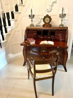 Outlet Pamono Antique Mahogany Floral Marquetry Inlaid Cylinder Bureau, 1780s