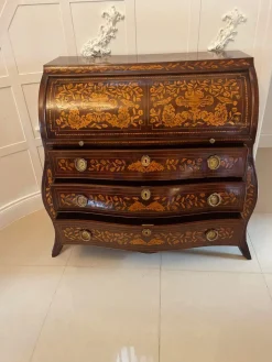 Outlet Pamono Antique Mahogany Floral Marquetry Inlaid Cylinder Bureau, 1780s