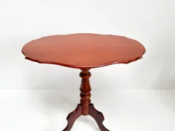 Pamono Antique Mahogany Tripod Table: Scalloped Edge Wine Table, 1890s> Coffee & Side Tables