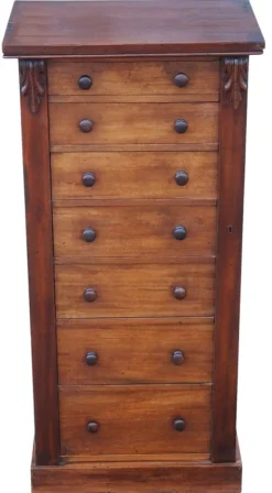Best Pamono Antique Mahogany Wellington Chest of 7 Drawers, 19th Century