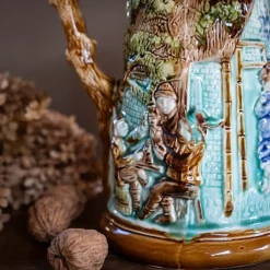Pamono Antique Majolica Jug by Mouzin Leach & Cie, Nimy-Les-Mons, 1890s><noscript><img width=