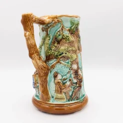 Pamono Antique Majolica Jug by Mouzin Leach & Cie, Nimy-Les-Mons, 1890s><noscript><img width=