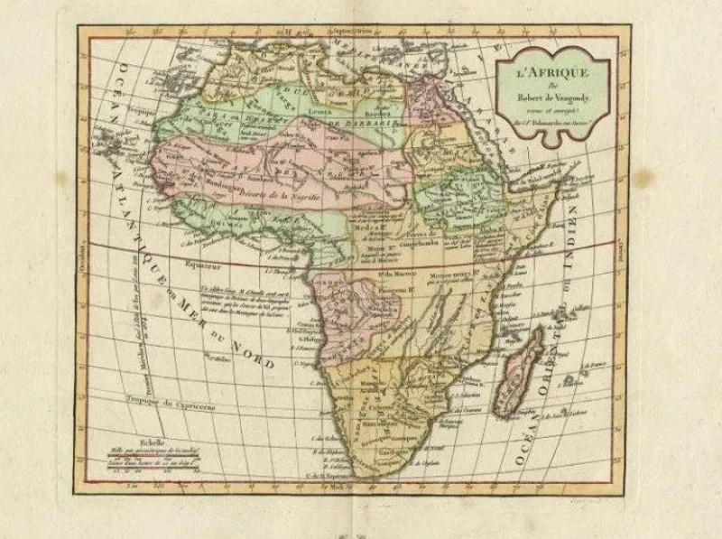 Pamono Antique Map of Africa by Delamarche, 1806> Wall Decor