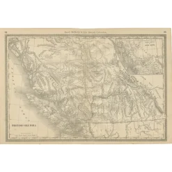 Pamono Antique Map of British Columbia, 1888> Wall Decor