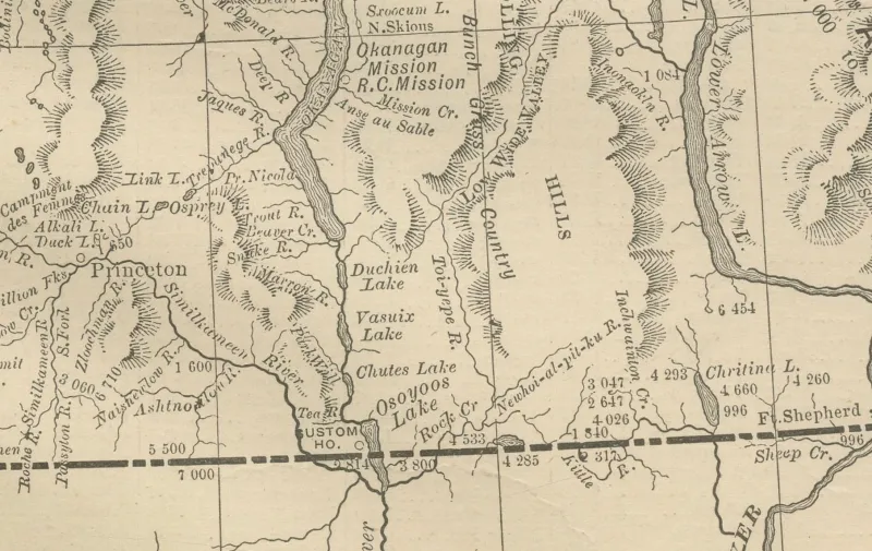 Pamono Antique Map of British Columbia, 1888> Wall Decor
