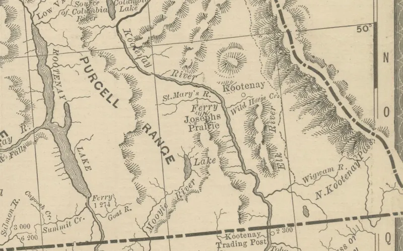 Pamono Antique Map of British Columbia, 1888> Wall Decor