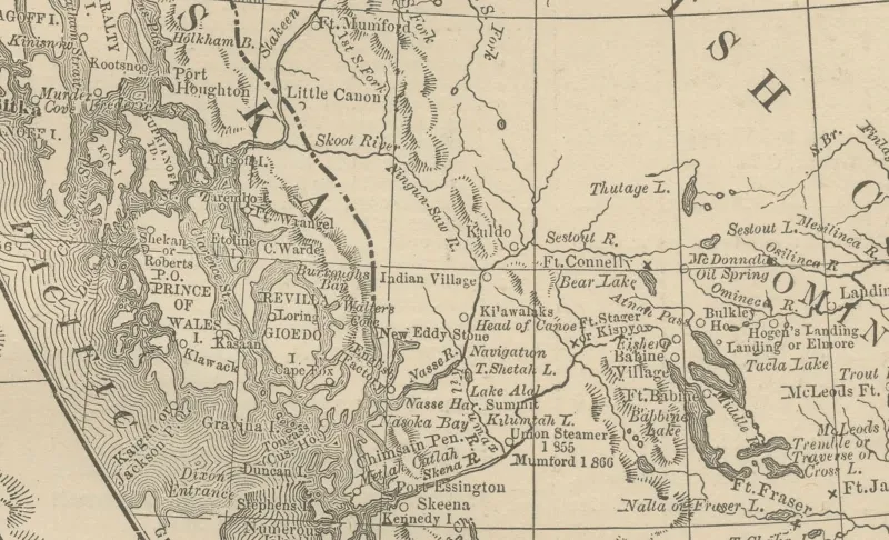 Pamono Antique Map of British Columbia, 1888> Wall Decor