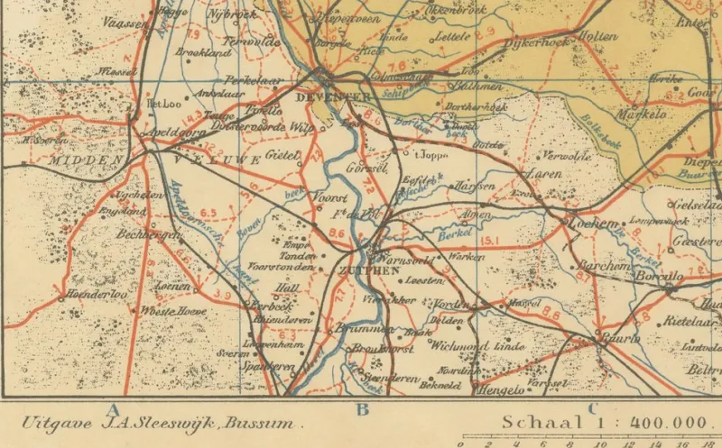 Discount Pamono Antique Map of Drenthe and Overijssel, 1914