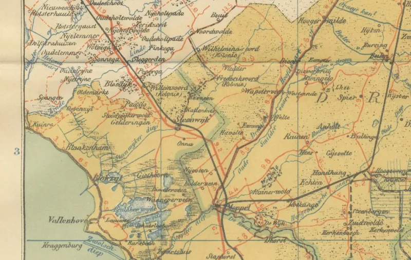 Discount Pamono Antique Map of Drenthe and Overijssel, 1914