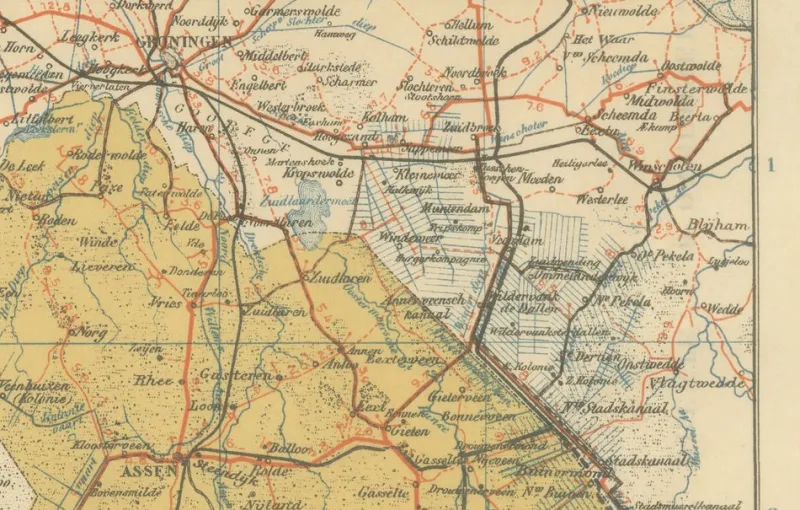 Discount Pamono Antique Map of Drenthe and Overijssel, 1914