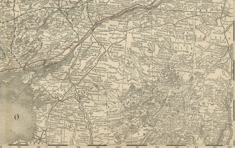 Hot Pamono Antique Map of Eastern Ontario The Heartland Province with Railroads, 1888