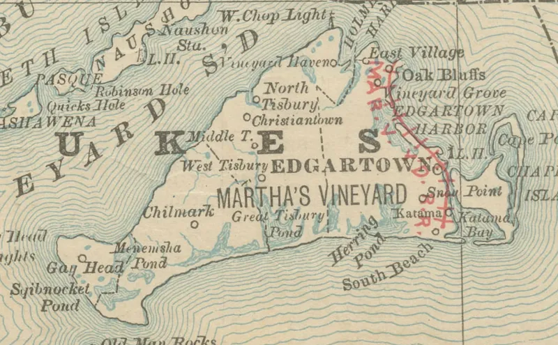 Pamono Antique Map of Massachusetts with The Bay State, Railroads & Boston Inset, 1888> Wall Decor