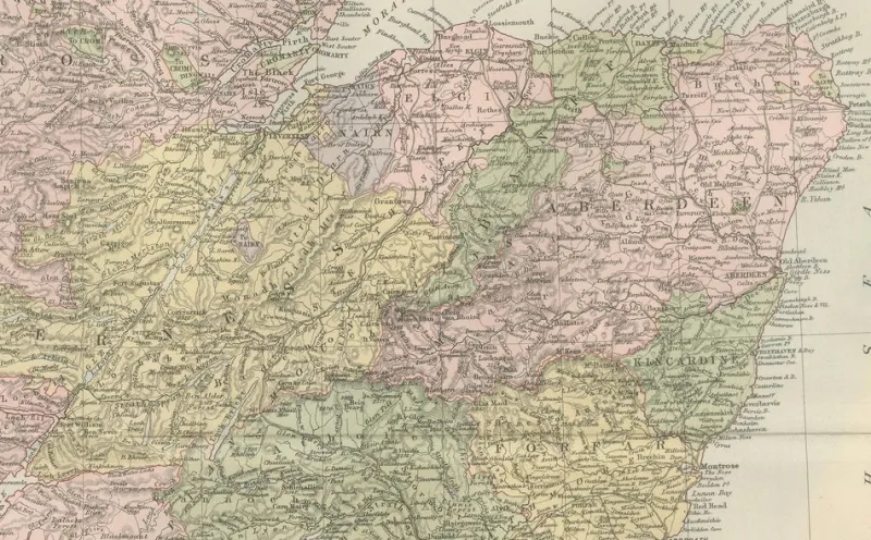 Pamono Antique Map of Scotland with Counties and Islands Blacks Atlas, 1884> Wall Decor