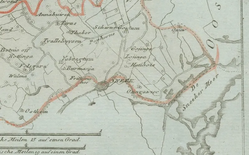 Pamono Antique Map of Sneek and Surroundings by Von Reilly, 1791> Wall Decor