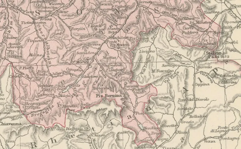 Pamono Antique Map of Switzerland Canton Divisions, 1884> Wall Decor