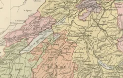 Pamono Antique Map of Switzerland Canton Divisions, 1884><noscript><img width=