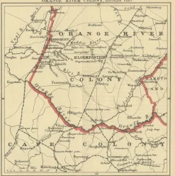Pamono Antique Map of the Southern Part of the Orange River Colony from Stanford, 1901> Wall Decor