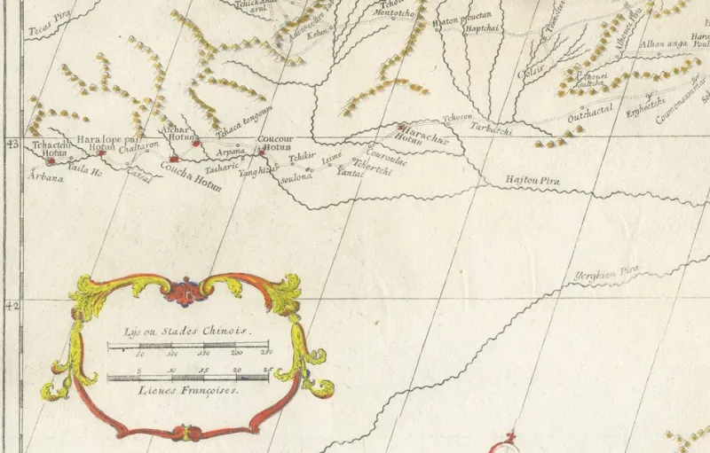 Pamono Antique Map of Tibet by Danville, Paris, France, 1737> Wall Decor