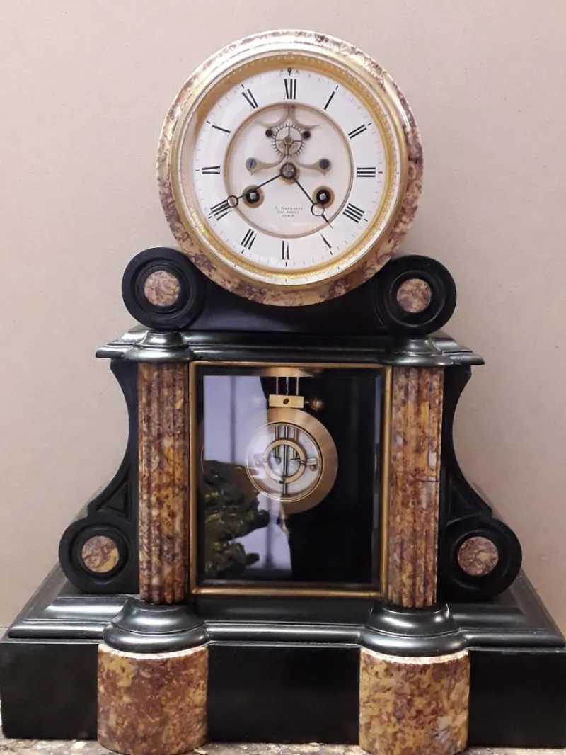 Pamono Antique Marble Clock from Barbaste Paris> Clocks