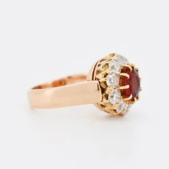 Pamono Antique Marguerite Ring in Gold, Garnet and Diamonds, 1910> Rings