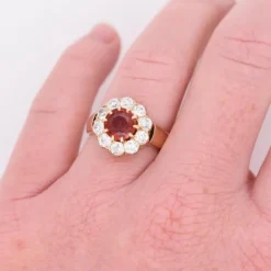 Pamono Antique Marguerite Ring in Gold, Garnet and Diamonds, 1910><noscript><img width=