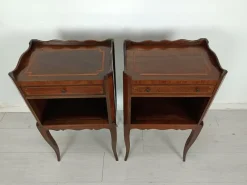 Pamono Antique Marquetry Bedside Tables, 1890s, Set of 2><noscript><img width=