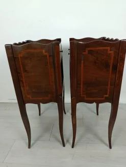 Pamono Antique Marquetry Bedside Tables, 1890s, Set of 2><noscript><img width=