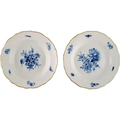 Online Pamono Antique Meissen Porcelain Plates with Hand-Painted Flowers and Gold Edge, Set of 2